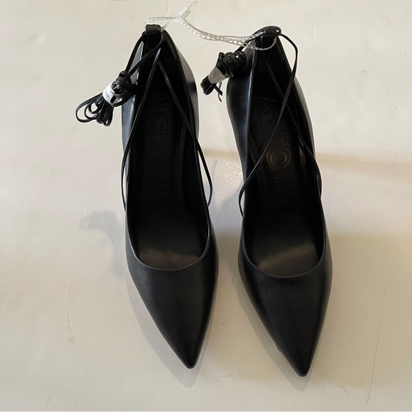 Antonio Melani Black Lace-Up Strap Pumps - Picture 9 of 9